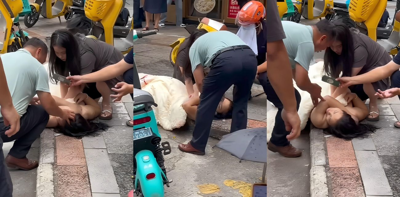 广西南宁袁记水饺跳楼事件 女子偷情惨遭抓奸 裸体从二楼坠落 引发现场围观！