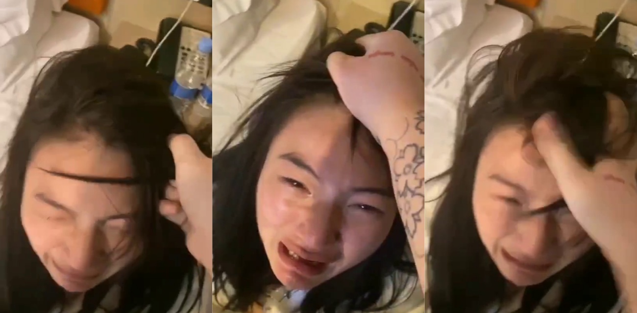 近日某酒店原配带人抓奸 渣男当场逃跑 小三惨遭暴打大逼兜啪啪响 哭成梨花带雨求饶无果