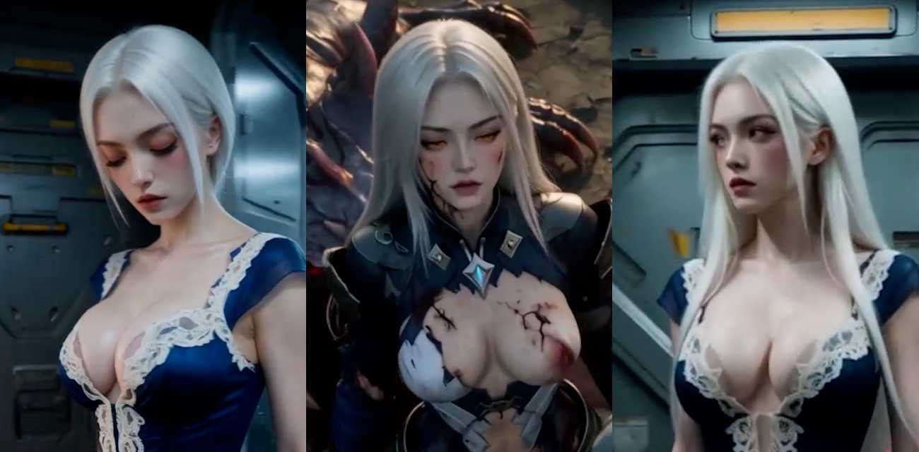 原创 凛冬女帝第一集 白发女武神战斗中疲惫不堪 战斗后却被一群粗暴男人抓住凌辱
