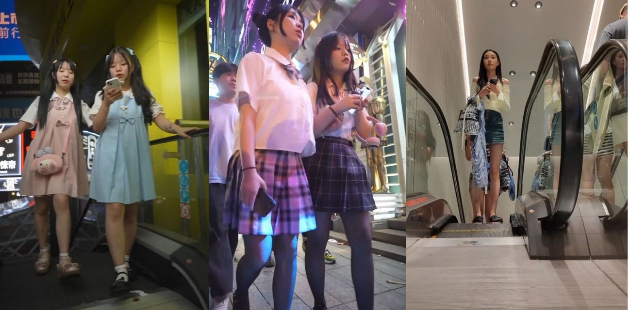 大神商场抄底高颜值女神~透明内内隐约露逼 美女全都外纯内骚!