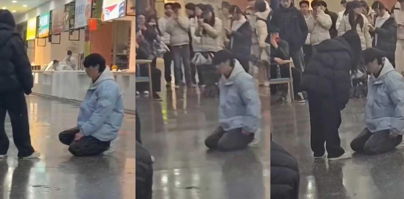 吉林某大学惊现时间管理大师 一男劈腿同寝室内两女生 食堂约饭被抓包当众下跪道歉!