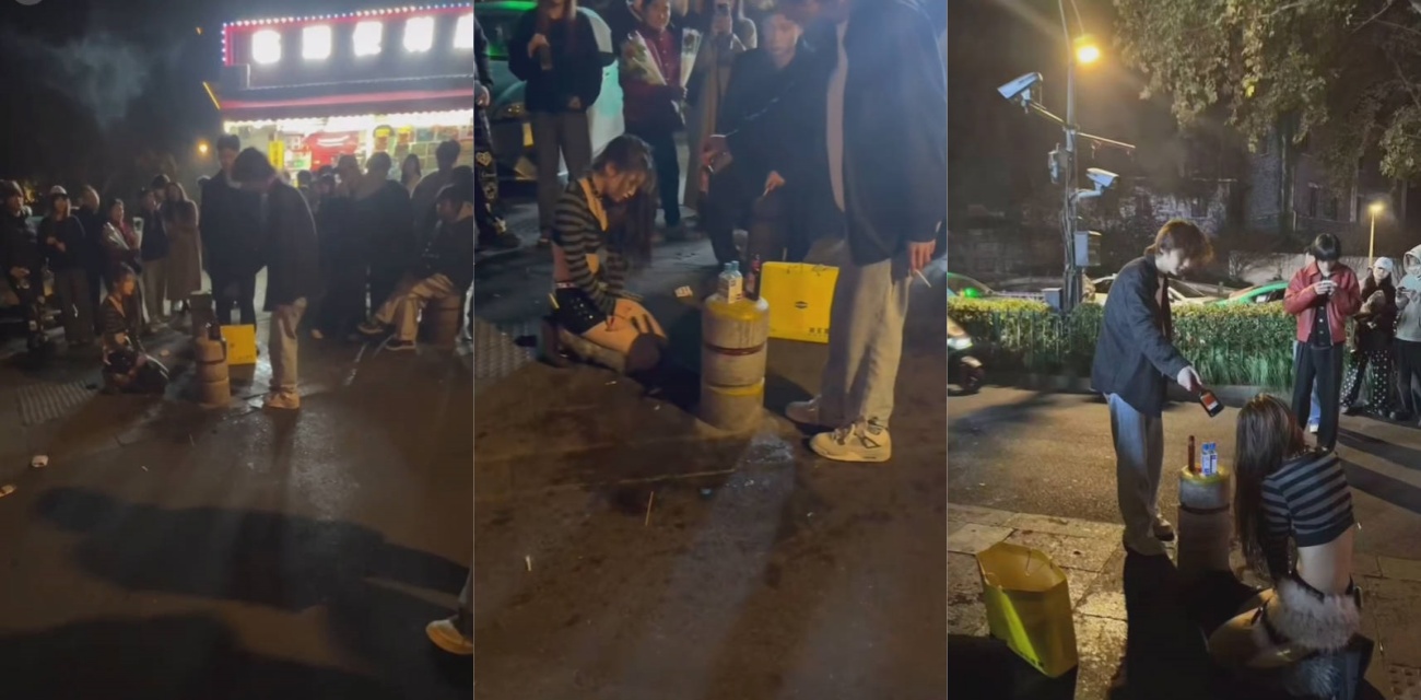杭州BPM酒吧当街捉奸 又一纯爱战神倒下 吊带女出轨被抓 男友当街白酒浇头逼跪