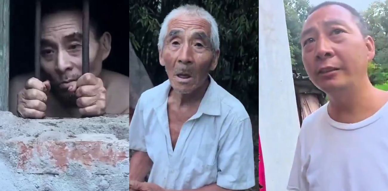 河南平顶山鲁山县一男子被家人铁链铐脚关进破屋长达三十多年 惨如困兽已近形同废人真是人间悲剧