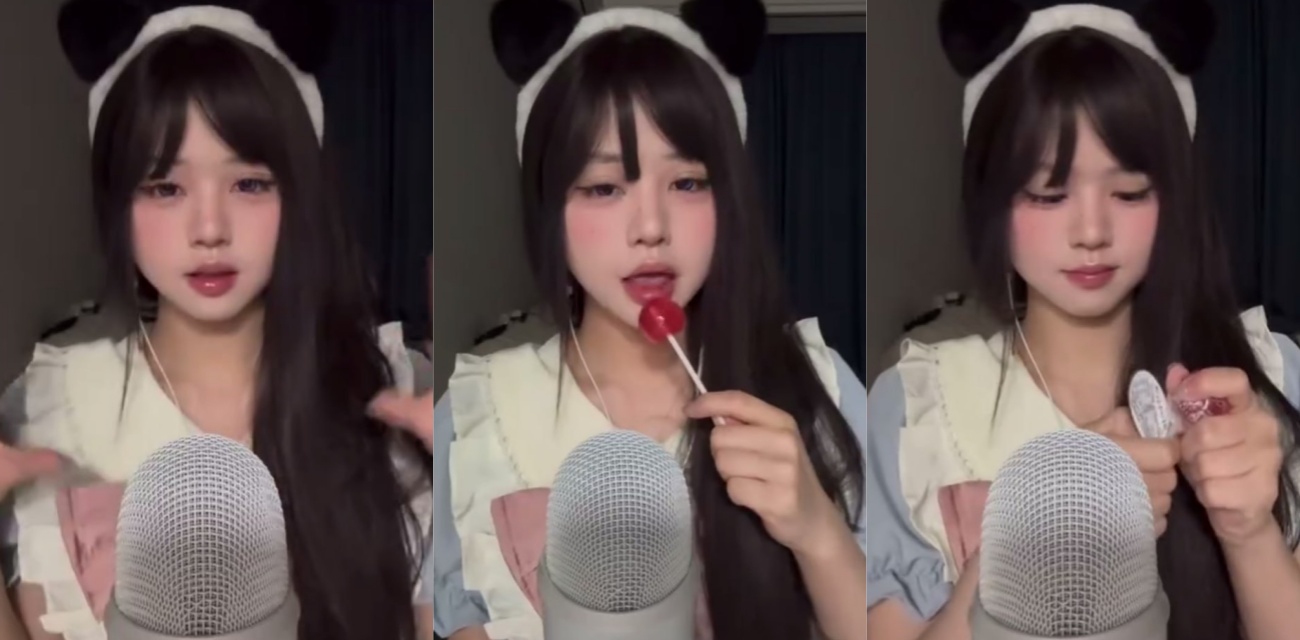 声控系列ASMR高颜值甜妹啵啵眠眠 熊猫女仆装扮舔舐棒棒糖福利 清纯脸蛋反差拉满