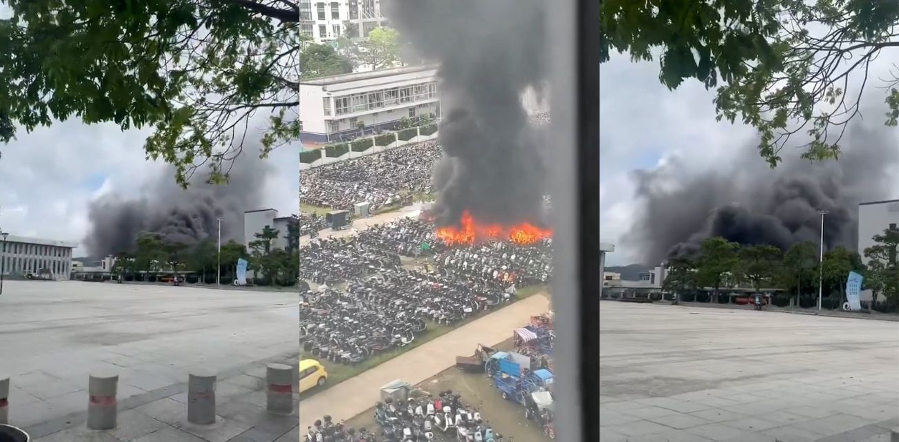 珠海高栏港扣车场突发大火 数千辆被查扣电驴烧成灰 禁电驴城市讽刺一幕引爆全网吃瓜!